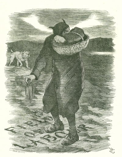 Semina di zizzania: paura che il socialismo si stesse diffondendo tra la forza lavoro britannica. Cartone animato di John Tenniel da Punch, Londra, 27 febbraio 1886 da John Tenniel