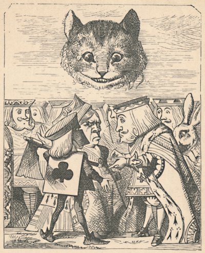 Il Gatto del Cheshire guarda il Re Rosso e la Regina Rossa che litigano, 1889 da John Tenniel