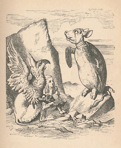 La Finta Tartaruga, il Grifone e Alice, 1889 da John Tenniel