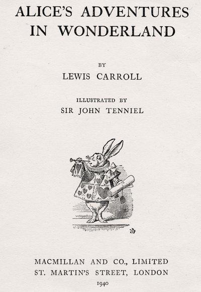 Il Coniglio Bianco sulla pagina del titolo di 