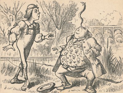 Il giovane e suo padre, che bilancia un pesce sul naso da John Tenniel