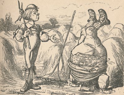 Il giovane parla con suo padre, che sta facendo una verticale, 1889 da John Tenniel