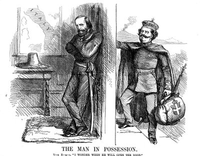 Vittorio Emanuele II che bussa alla porta di Napoli, 1861 da John Tenniel