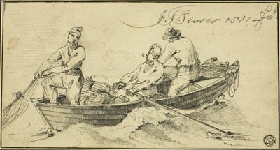 Tre pescatori in una barca da John Thomas Serres