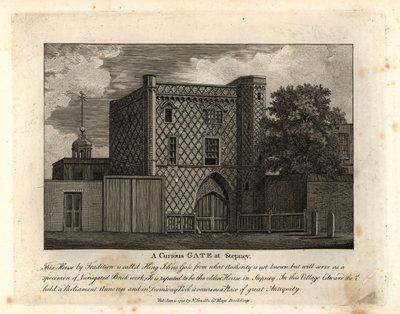 Un cancello curioso in mattoni variegati chiamato St John Gate, la casa più antica di Stepney da John Thomas Smith