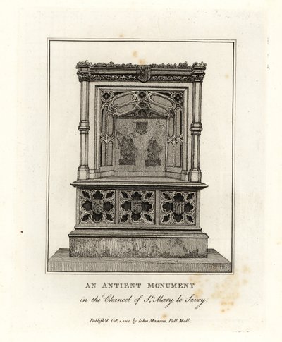 Antico monumento nel presbiterio di St Mary le Savoy (ora la Cappella Savoy) da John Thomas Smith