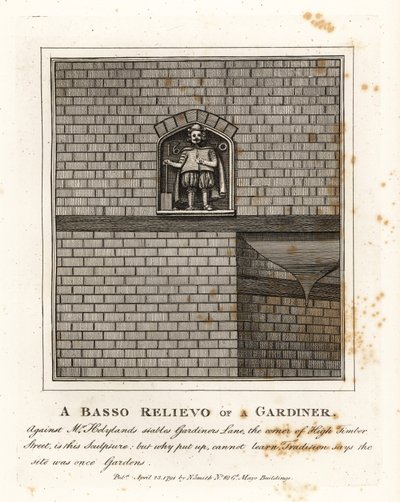 Bassorilievo di un giardiniere sul muro di Mr da John Thomas Smith