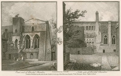 Estremità est (sinistra) e lato nord (destra) della Camera Dipinta, Palazzo di Westminster da John Thomas Smith