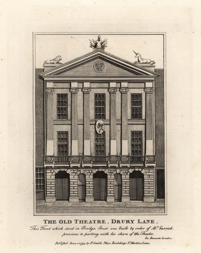 Facciata del vecchio teatro, Drury Lane da John Thomas Smith