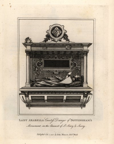 Effigie funeraria o Lady Arabella, Contessa Vedova di Nottingham, nel presbiterio di St Mary le Savoy da John Thomas Smith