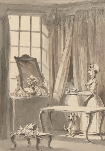 Hogarth Ha Preparato la Colazione e Manda una Tazza a Sua Moglie Ordinando allo Stesso Tempo al Cagnolino di Essere Ammesso nella Camera da Letto della Sua Padrona da John Thomas Smith