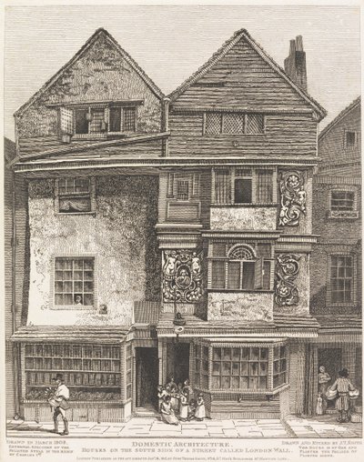 Case sul lato sud di una strada chiamata London Wall da John Thomas Smith