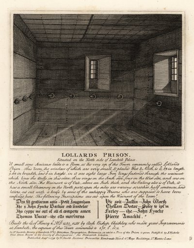 Prigione dei Lollardi, nella torre del Lambeth Palace da John Thomas Smith