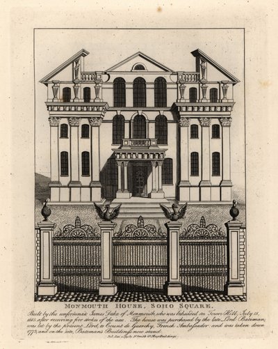 Casa di Monmouth, Soho Square, demolita nel 1773 da John Thomas Smith