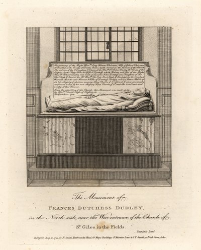 Monumento di Lady Frances Kniveton, Duchessa di Dudley, moglie di Sir Gilbert Kniveton, nella chiesa di St Giles in the Fields da John Thomas Smith