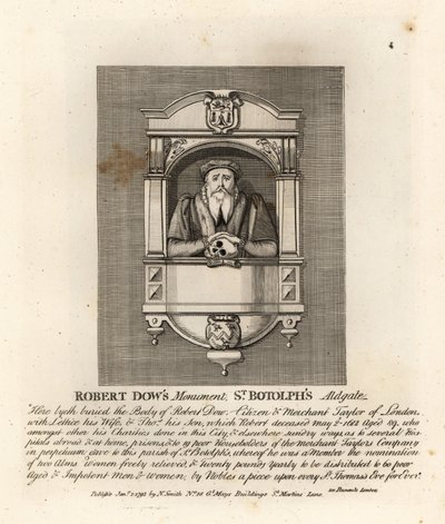 Monumento al mercante sarto e filantropo Robert Dow in St Botolph