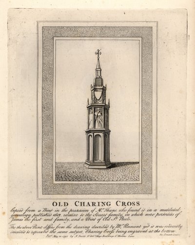 Vecchio Charing Cross, una delle 12 croci medievali di Eleanor, eretta negli anni 1290 fino alla sua rimozione nel 1647 da John Thomas Smith