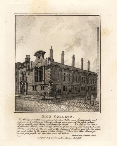Sion College, presso London Wall, vicino a Cripplegate da John Thomas Smith