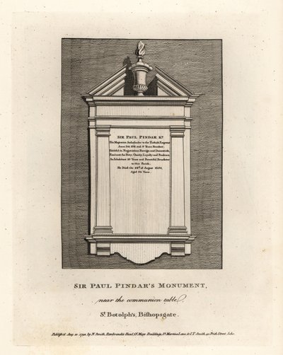 Monumento di Sir Paul Pindar vicino alla tavola della comunione in St Botolph