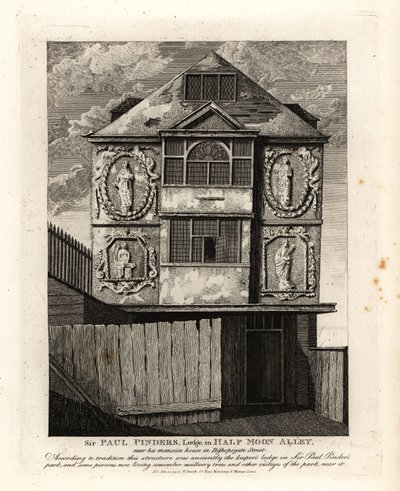 Lodge di Sir Paul Pinders in Half Moon Alley da John Thomas Smith