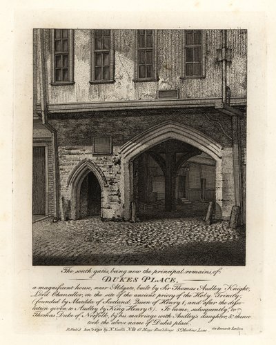 Le rovine delle Porte Sud di Dukes Place, costruite da Sir Thomas Audley (1488-1544) vicino ad Aldgate da John Thomas Smith