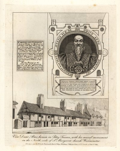Case di riposo di Van Dun in Petty France, con il suo monumento murale nella Chiesa di Santa Margherita, Westminster da John Thomas Smith