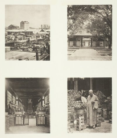 Un banco dei pegni a Canton, Tempio di Honam, Canton, Tempio dei Cinquecento Dei, Canton, c. 1868 da John Thomson