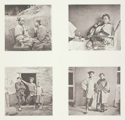 Donne di Amoy, il piccolo piede di una signora cinese, uomini di Amoy, costume maschile e femminile, Amoy da John Thomson