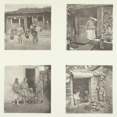 Coolies di Foochow, un detective di Foochow, il capo dei ladri, mendicanti che vivono in un tour, c. 1868 da John Thomson