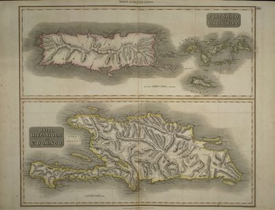 Porto Rico e Isole Vergini: Haiti, Hispaniola o St. Domingo, 1817 (incisione colorata a mano) da John Thomson