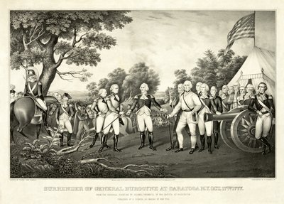 Resa del generale Burgoyne a Saratoga, N.Y., 17 ottobre 1777, pub. N. Currier da John Trumbull