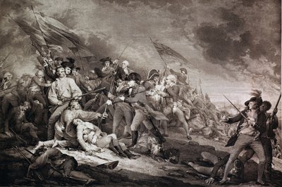 La morte del generale Warren nella battaglia di Bunker Hill, 17 giugno 1775, pubblicato da Anthony C. de Poggi, Londra 1798 da John Trumbull