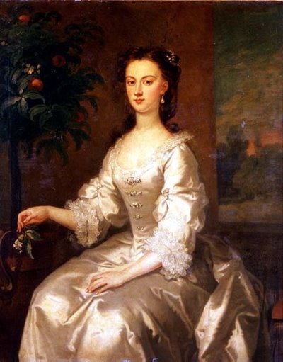 Ritratto di Mary, contessa di Delorain vicino a un albero di arancio da John Vanderbanck