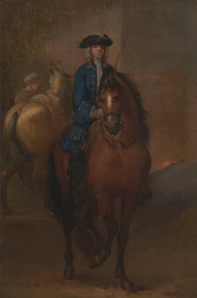 Un giovane gentiluomo a cavallo di un cavallo addestrato da John Vanderbank