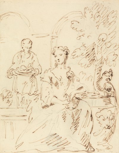 Signora e cacatua da John Vanderbank