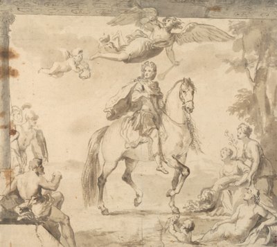 Studio preparatorio per la decorazione "Ritratto equestre di Giorgio I" da John Vanderbank