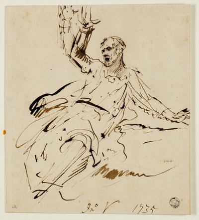 Figura maschile seduta con braccio alzato da John Vanderbank