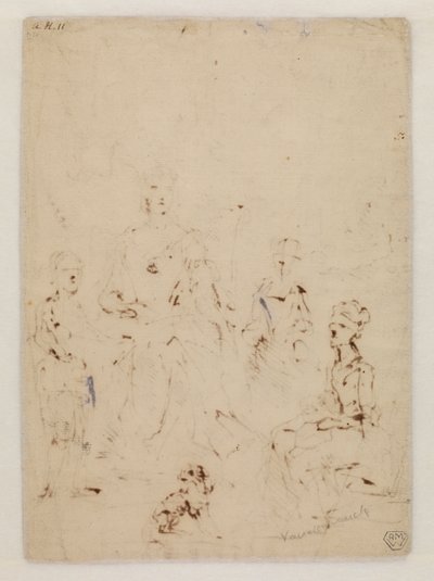 Schizzo per un ritratto di famiglia, verso da John Vanderbank