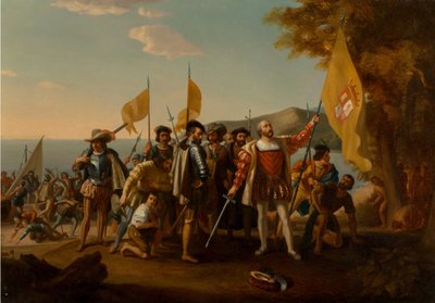 Lo sbarco di Colombo, seconda metà del XIX secolo da John Vanderlyn after