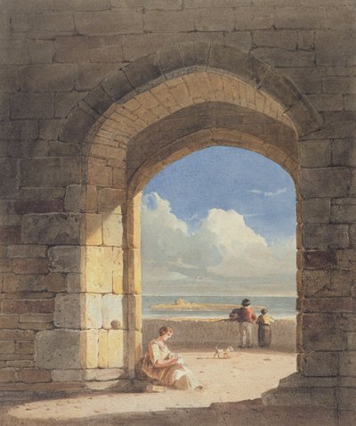 Un arco a Holy Island, Northumberland, 1809 da John Varley