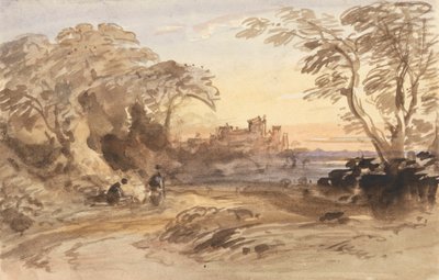 Paesaggio con Figure e Castello in Lontananza da John Varley