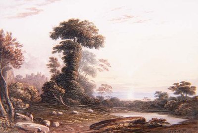 Tramonto al castello di Harlech da John Varley