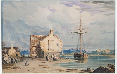 Tegwin Ferry con Snowdon in Lontananza, da vicino Harlech, Galles del Nord, 1826 da John Varley