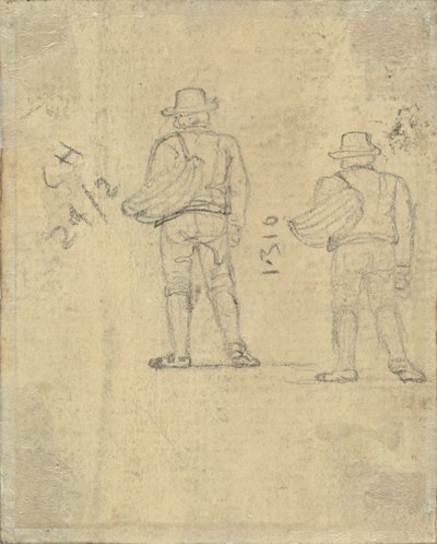 Due studi di una figura che tiene un cesto da John Varley