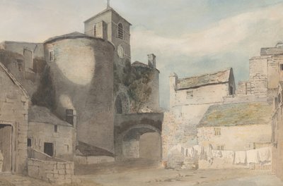 Ingresso fortificato di una città gallese Porta Est di Caernarvon, ca. 1802 da John Varley I