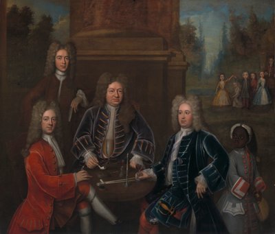 Elihu Yale con membri della sua famiglia e un bambino schiavo da John Verelst