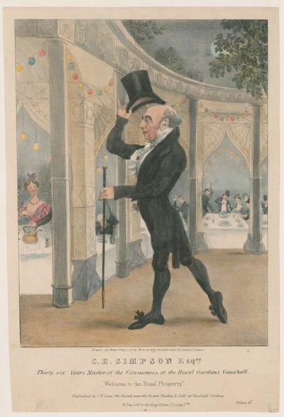C H Simpson Esquire, Maestro di Cerimonie ai Royal Gardens, Vauxhall da John W. Gear