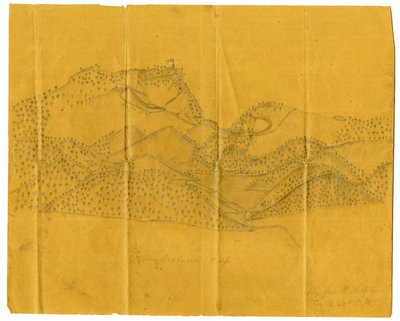 Illustrazione a matita del Cumberland Gap da John W. Hopte