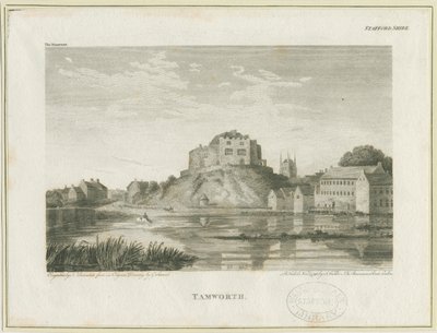 Castello di Tamworth: incisione da John Walker