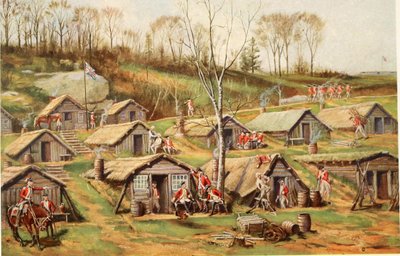 Il campo della capanna nella fattoria Dyckman, illustrazione da Relics of the revolution; the story of the discovery of the buried remains of military life in forts and camps on Manhattan Island di Reginald Pelham da John Ward after Dunsmore
